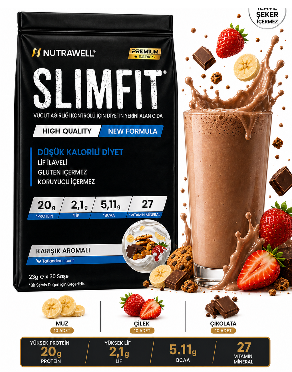 SLIMFIT karışık aromalı paket ve çikolatalı shake